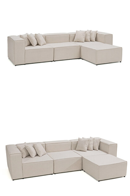 ERİZA Relax Soft 4 Modül Köşe Takımı (KIRIK BEYAZ) Keten 10