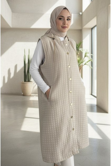 Women's Hooded Long Quilted Vest