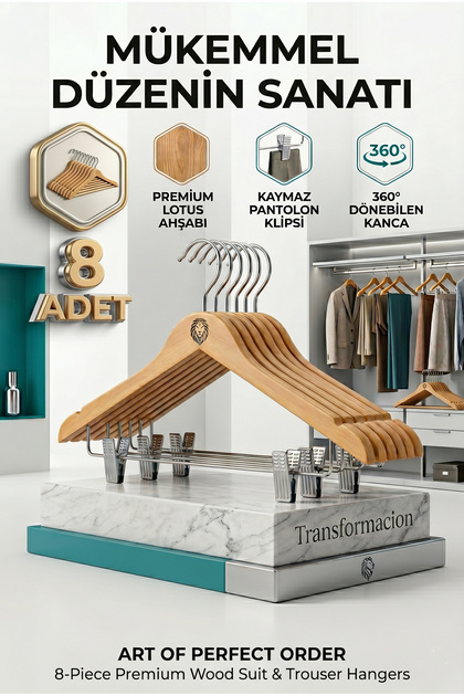 Takım Askısı Ceket Etek Pantolon Kıskaçlı 8 Adet Vincentis Devoto Design