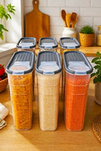 Newrise 6 ADET 6 Litre Erzak Bakliyat Saklama Kabı Kiler Box 6 'lı Set ...