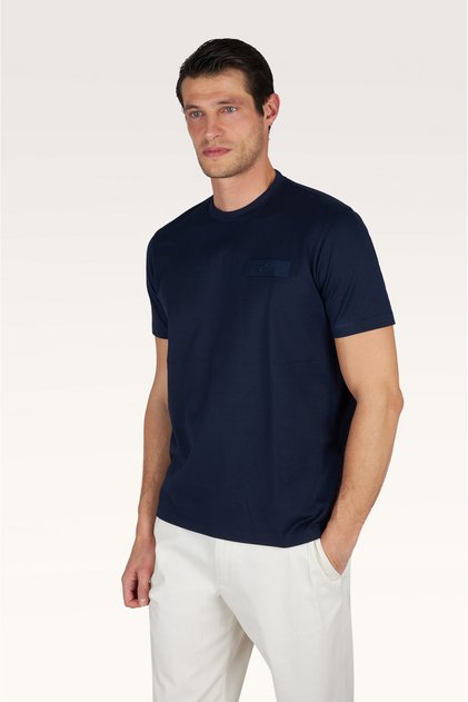 Men's Short Sleeve Crew Neck Relaxed Fit Navy Blue T-Shirt