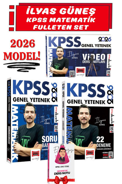 İlyas Güneş |2026 KPSS Genel Yetenek Video Ders Notları+Tamamı Çözümlü Matematik Soru Bankası+Deneme