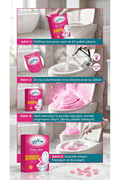 Wellnax Aktif PEMBE KÖPÜK Tuvalet Klozet Temizleyici 2x100 gr THE
