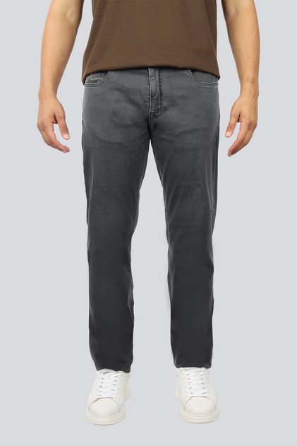 Men's Lightweight Vintage Patterned Regular Fit Denim Gray Jeans