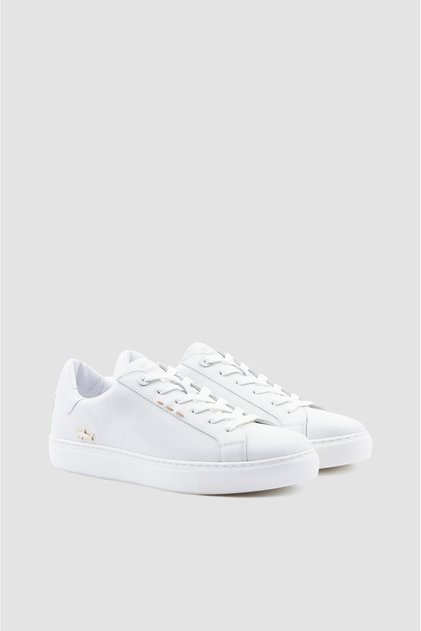 Erkek Metalik Logo Detaylı Düşük Bilekli Beyaz Sneaker