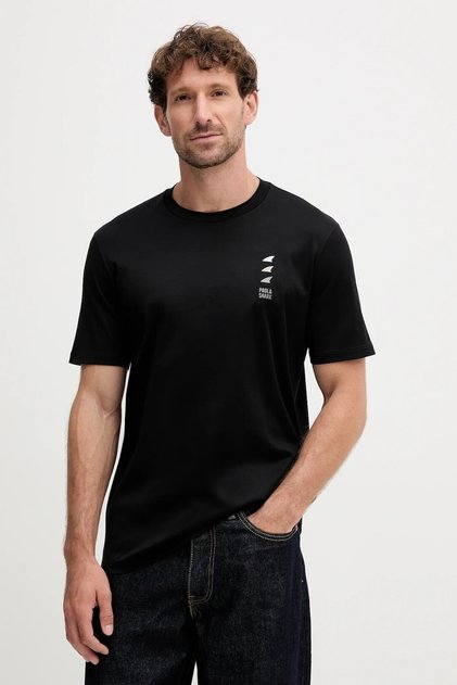 Men's Regular Fit 100% Cotton Round Neck Logo Patterned Black T-Shirt