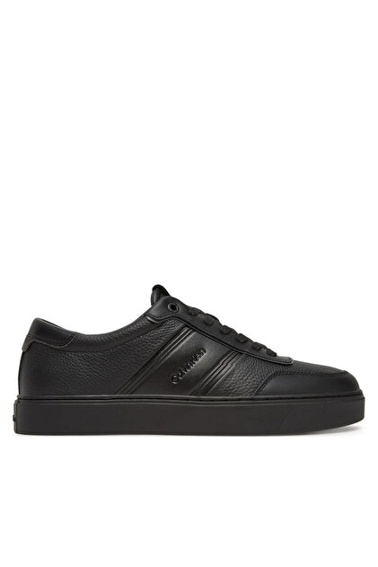 Men's Low Ankle Leather Black Sneaker with Heel Support
