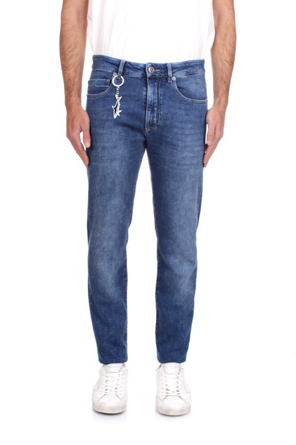 Men's Denim Fabric Regular Waist Straight Model Blue Trousers
