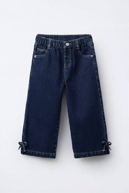 Girl's Bow Detailed Loose Fit Denim Jeans
