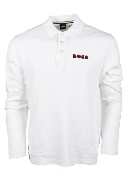 Erkek Polo Yaka Uzun Kollu Pamuklu Rahat Kesim Beyaz Polo Yaka T-Shirt