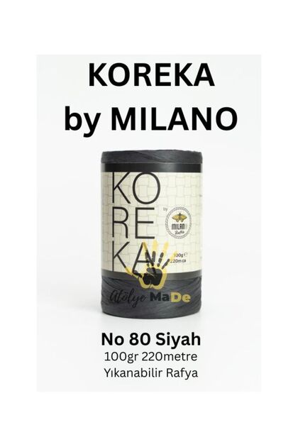 Koreka by - 80 Black Single Yarn 100Gr 220Meters Washable Rayon