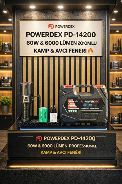 powerdex PD-14200 Profesyonel 🔦 şarjlı 60W / 6000 Lümen