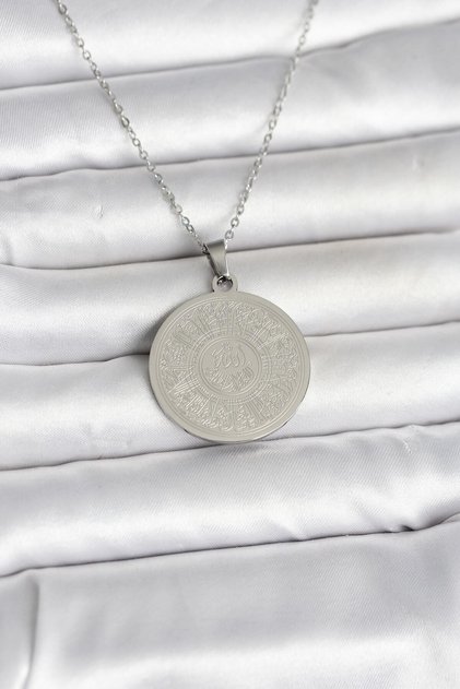 Silver Color Ayetel Kürsi Written Necklace - Ebj260418W41932