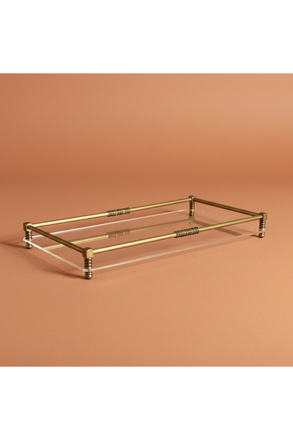 Antique Brass Decorative Tray – Premium Presentation Tray with Plexiglass Base