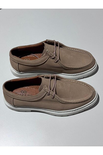 Nubuck Beige Leather Men's Classic Shoes