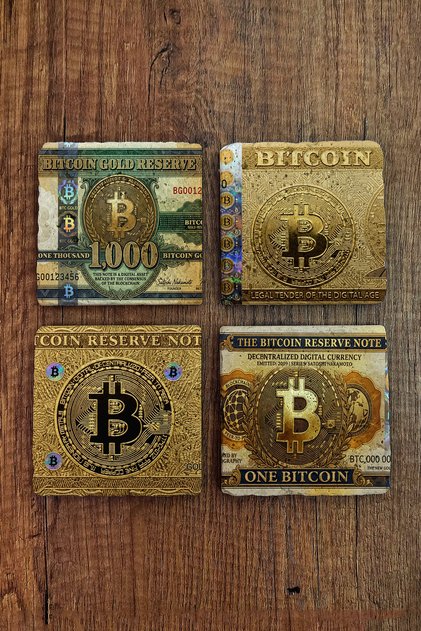 Natural Stone Coasters - Bitcoin Themed Coasters 10X10Cm Ai Stone Coasters 599