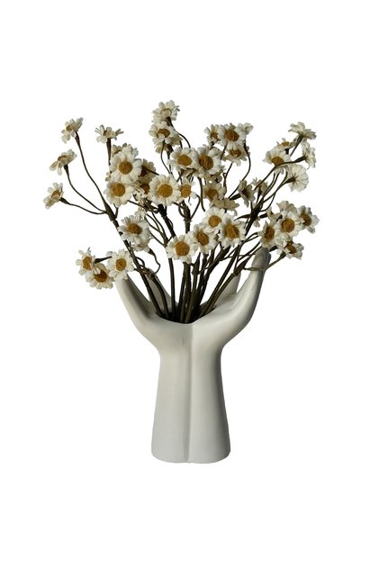 Artificial Chamomile Flower Branches, 1 Stems 25cm Silk Daisy Flowers with Vase for Home Decor