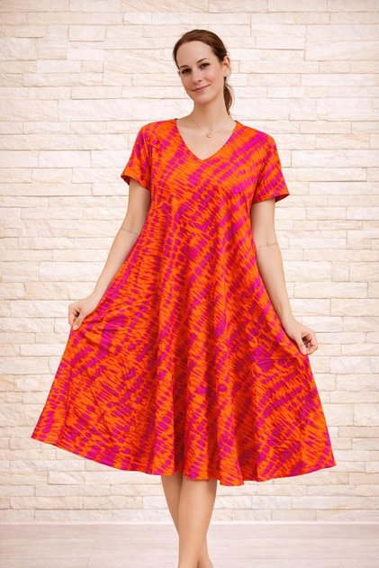 Women's Viscose Fabric Verev Cut Patterned Dress Standard Size 44/48