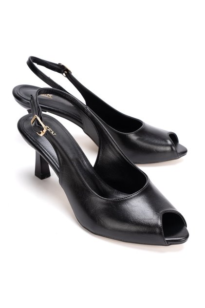 Women's Open-Back Heeled Shoes 3109 Black