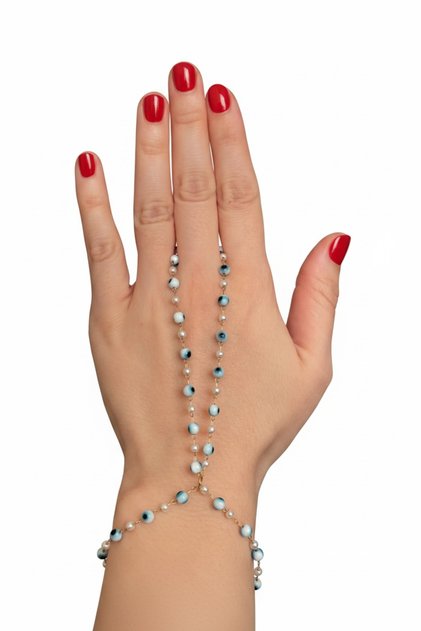 Gold Double Hand Accessory Shahmeran Steel Bracelet Set Does Not Tarnish.