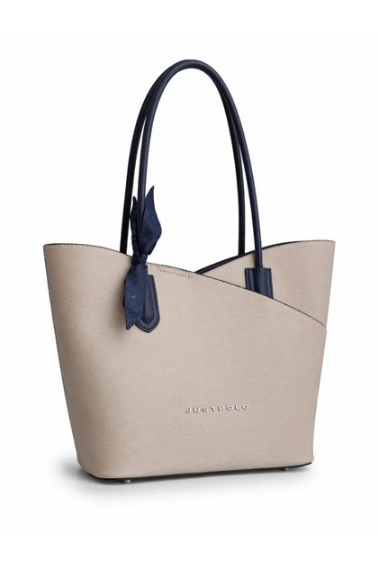 2-Piece Women's Adjustable Long Strap Large Volume Shoulder and Messenger Bag Beige Navy Blue