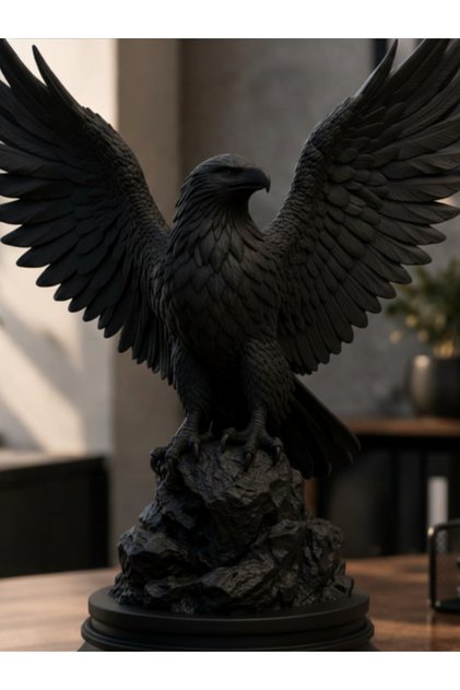 Görkemli Siyah Kartal Heykeli Figürü - Güç ve Özgürlüğün Sembolü Taraftar Esintili 3D tasarım ( 15 cm x 14 cm )