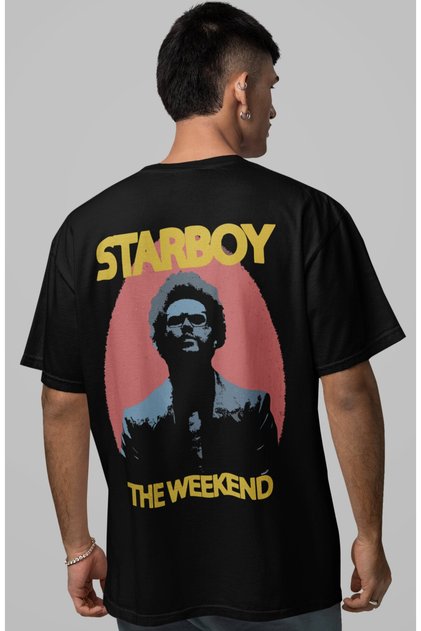 The Weeknd Rapper Singer Starboy Back Printed Unisex Oversize T-Shirt