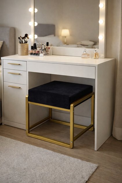 Pure Gold Ayaklı Babyface Puf 50x40x45 cm - Modern Bench