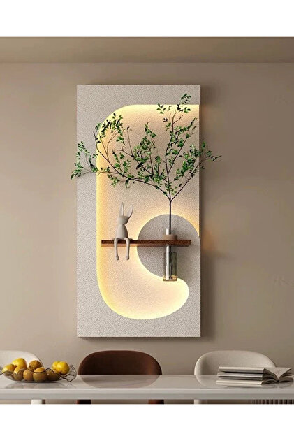 Pilli LED’li İskandinav Tarzı Dekoratif Duvar Tablosu 40x70 CM (Özel dokulu)