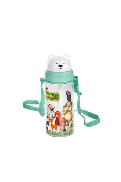 Emilahome Glossa Patterned Children's Water Bottle with Slide Lid and Straw 400 ml