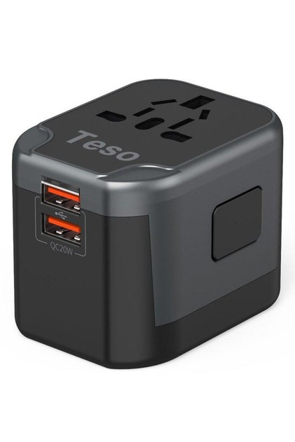 محول سفر عالمي برو 20 واط مع 3 منافذ USB للشحن السريع، مناسب للصين والولايات المتحدة والمملكة المتحدة وأوروبا