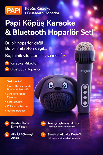 TRAX Puppy Köpüş Karaoke + Bluetooth Hoparlör Mikrofonlu Mini