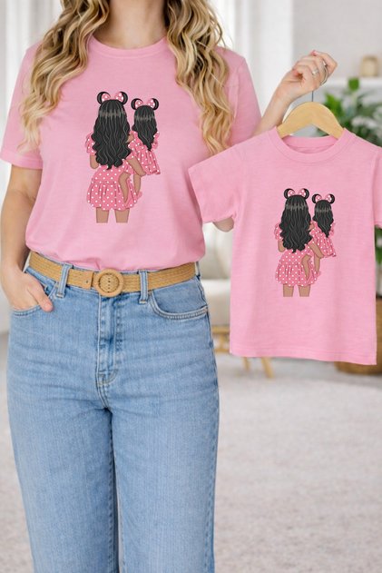 Mother-Daughter Matching Oversize T-Shirt Twin T-Shirt 100% Cotton Comfortable Fit (Single Price)