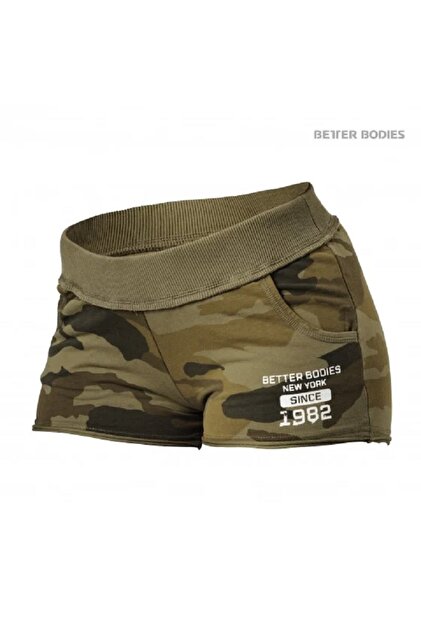 BETTER BODIES Womens Rough Sweat Shorts Dark Green Camoprint
