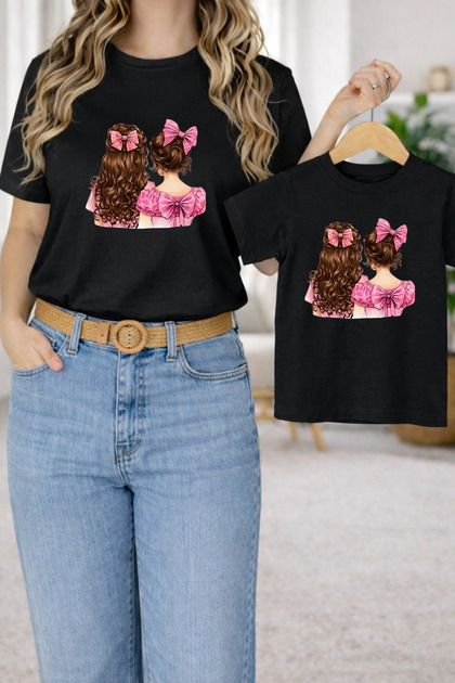 Mother-Daughter Matching Oversize T-Shirt Twin T-Shirt 100% Cotton Comfortable Fit (Single Price)