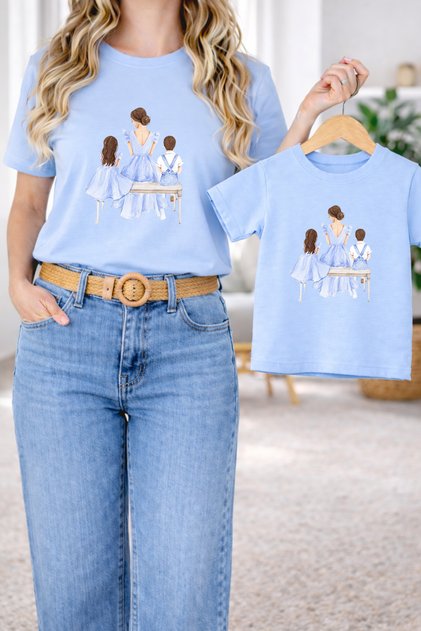 Mother-Daughter Matching Oversize T-Shirt Twin T-Shirt 100% Cotton Comfortable Fit (Single Price)