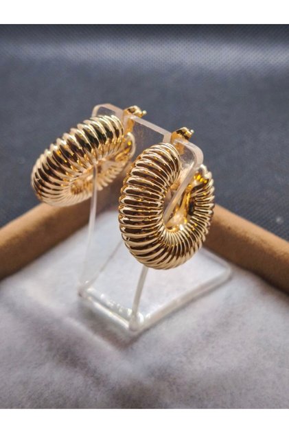 Rose Gold Color Vintage Italian Twist Hoop Earrings, Xp