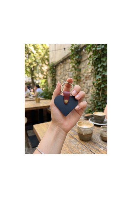 Heart Keychain Handcrafted Genuine Leather Gift "Savior Gift" & Charm