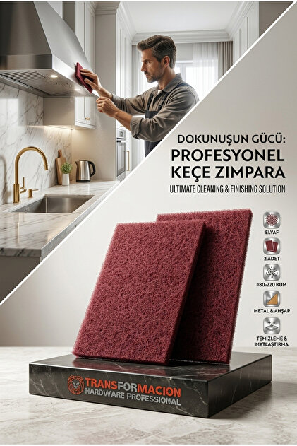 シムデクリア Transformacion 2'li Profesyonel Keçe Fine Skoç Plaka Zımpara Seti