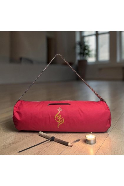 Su Geçirmez Om Baskılı Mat Taşıma Çantası Yoga Fitness Antrenman Çantası 2 Adet Mat Toplama Lastiği