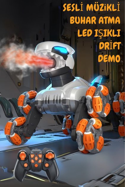 8 Tekerlekli Sesli Led Işıklı Buhar Atan Şarjlı Akrobatik Robot Dinozor Uzaktan Kumandalı Araba