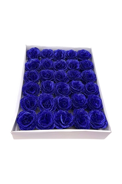 Set 30buc Trandafiri Premium cu Sclipici Albastru Royal