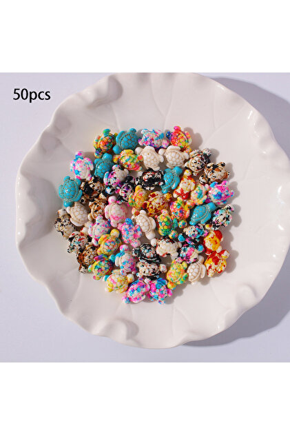 Multicolored 50PCS Multicolor Ocean Series Turtle Bead Charms for DIY Jewelry Making Bracelets, Neck