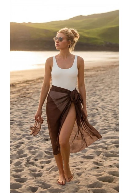 Choose Your Style Flexible Lycra Long Brown Tulle Pareo 150X95