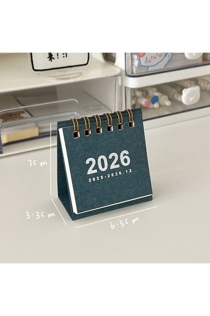 تقويم مكتبي صغير أزرق لعام 2026 - تقويم إبداعي ملولب لتزيين المكتب