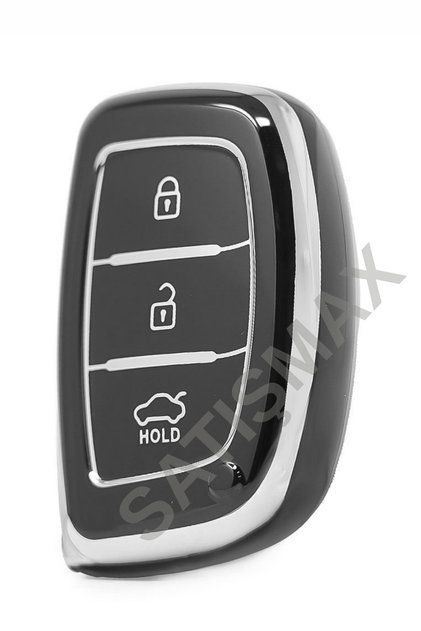 Luxury Hyundai Tucson Elentra Bayon Keyless Start Nano Key Case Cover Black Silver Color