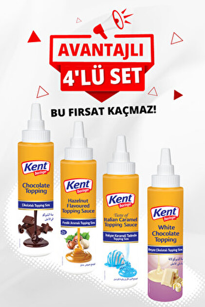 Kent Boringer Topping Sos 4'lü Avantajlı Set (Çikolatalı
