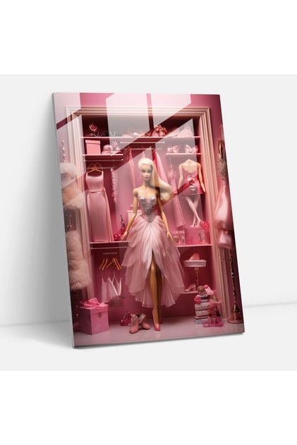 Barbie Temalı Cam Duvar Tablosu - Zarif Tasarım ile Dekoratif Görsel