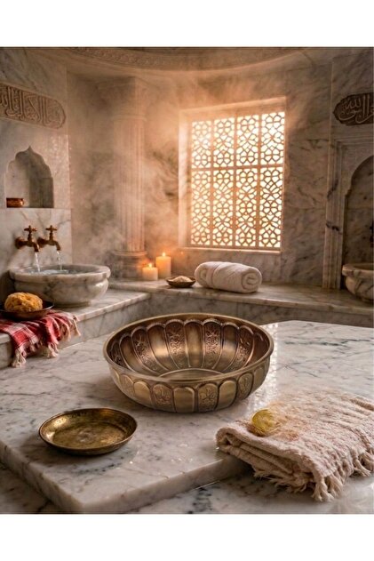アンティーク   ハニムーンセット Ustası Antepte Bakır Kalaylı Eskitme Kildanlık-sabunluk- Banyo