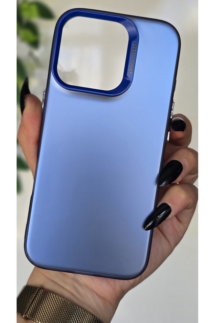 iPhone 16 PRO Uyumlu Mavi Renk Geçişli Mat Silikon Kılıf Kamera Çerçeveli Lüks Elektro